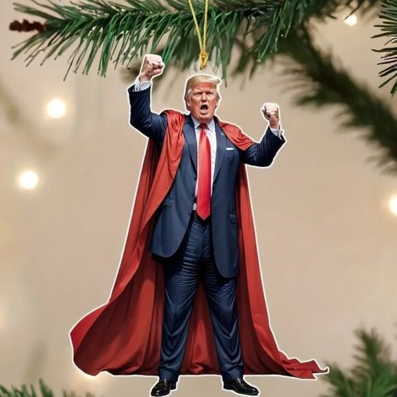 President DONALD TRUMP Superhero Christmas Tree or Car Ornament Acrylic 2D - Picture 3 of 7
